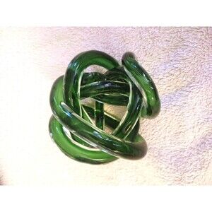 Murano Art Glass Green Rope Infinity Love Knot 5" SCULPTURE PAPERWEIGHT